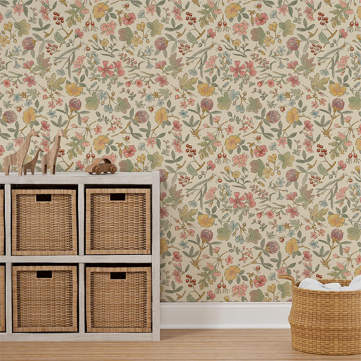 Floral Wallpaper in a Kids area.